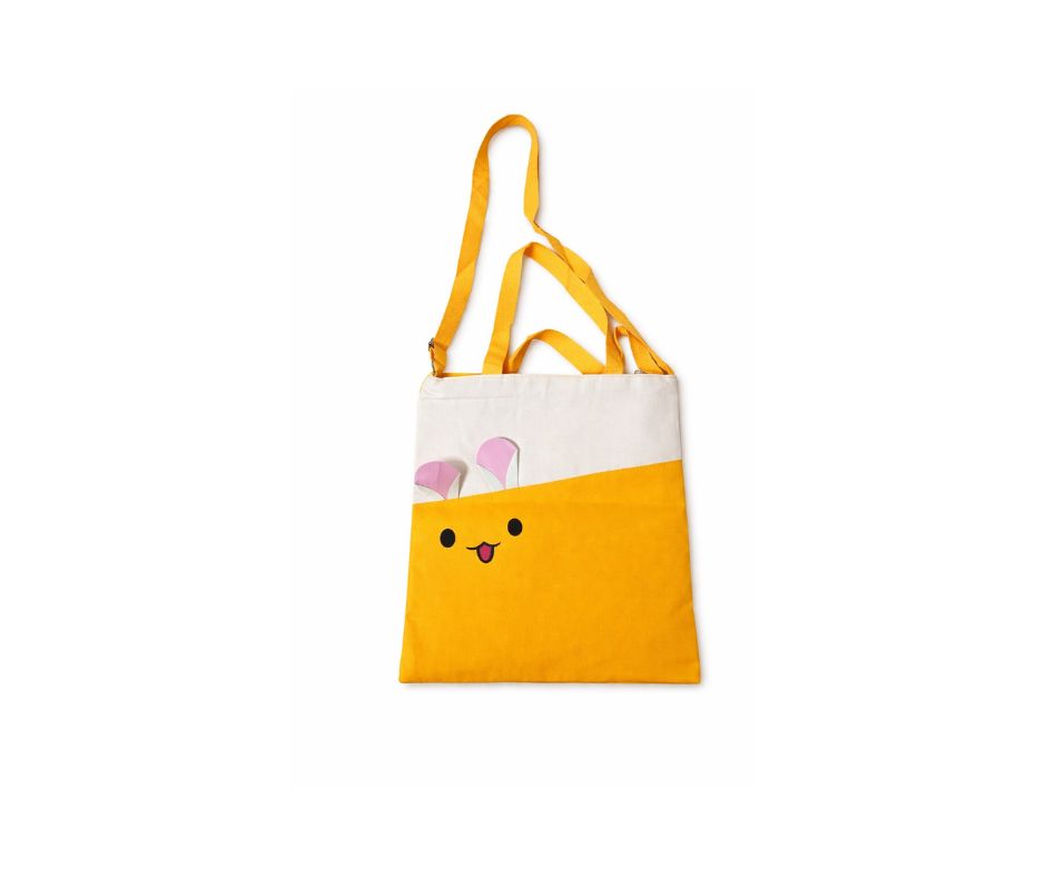 Cute Bunny Canvas Tote Bag - Yellow & White