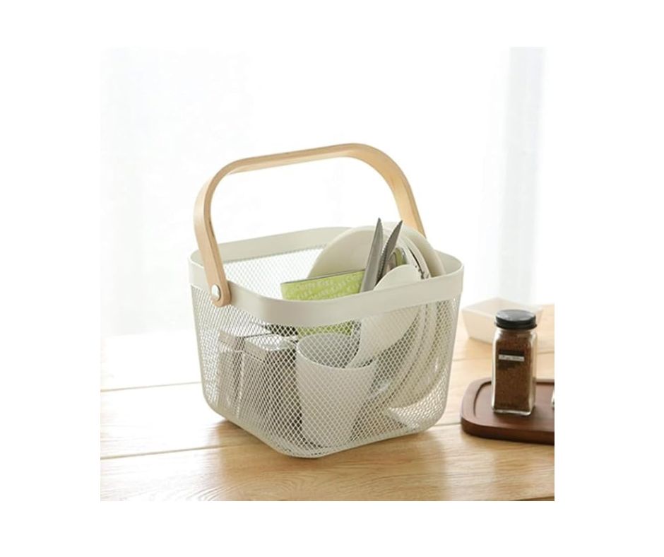 Metal Mesh Rectangular Basket Multipurpose Storage Organizer